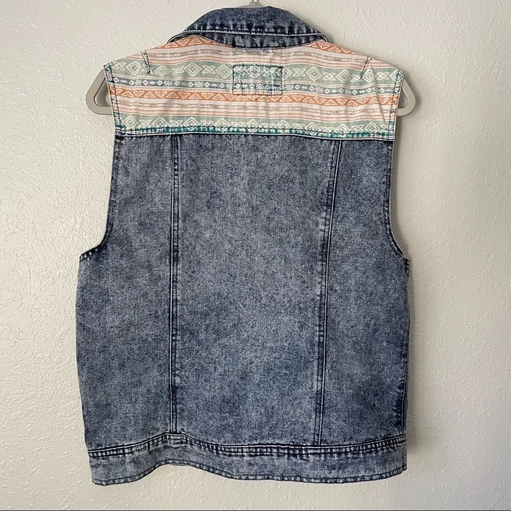 Carbon vintage look acid wash distressed denim vest M - Picture 6 of 9